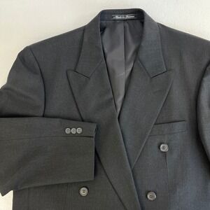 Pierre Balmain Double Breasted 100% Wool Jacket Blazer Mens 42 Short Charcoal